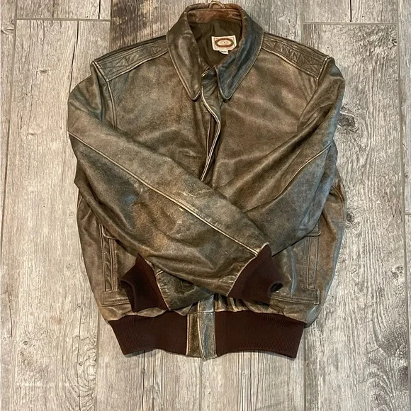 Banana Republic Distressed Leather Bomber Jacket - Picture 2 of 13